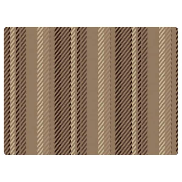Bungalow Flooring 9 to 5 Stripe Brown 3 ft. x 4 ft. Home Office Desk Chair Mat
