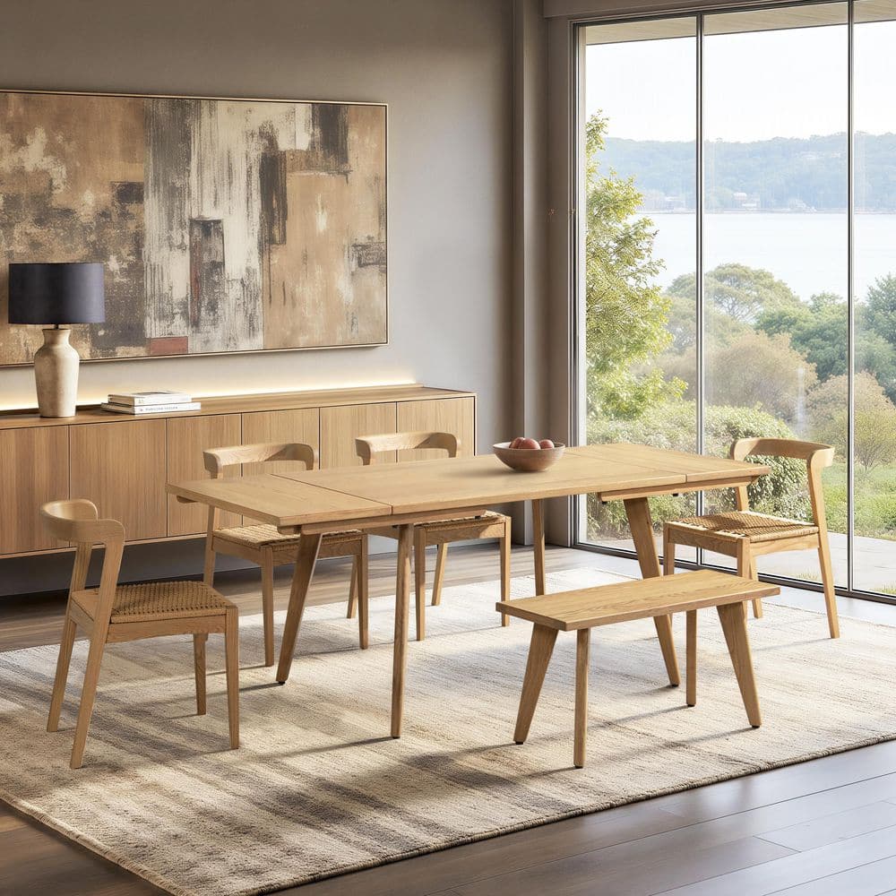 Jennifer Taylor Capri Solid Oak Wood 6-Piece Extendable Leaf