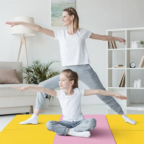 Yellow Pink 24 in. W x 72 in. L x 2 in. T Foam Gym Flooring Mat (12 sq. ft.)