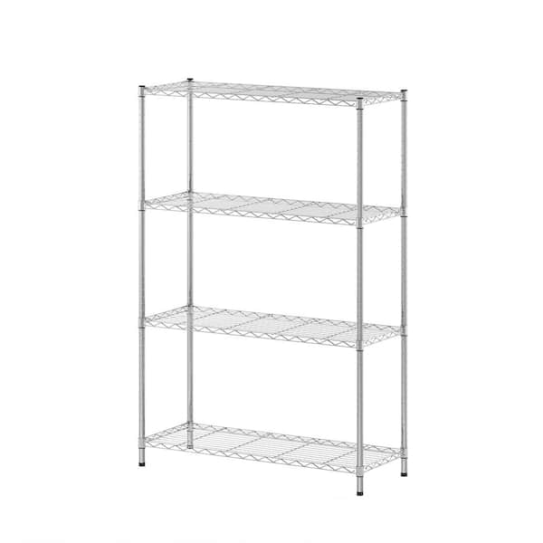 Furinno Wayar 4-Tier Metal Storage Shelf Rack in Chrome (36 in. W x 54 in. H x 14 in. D)
