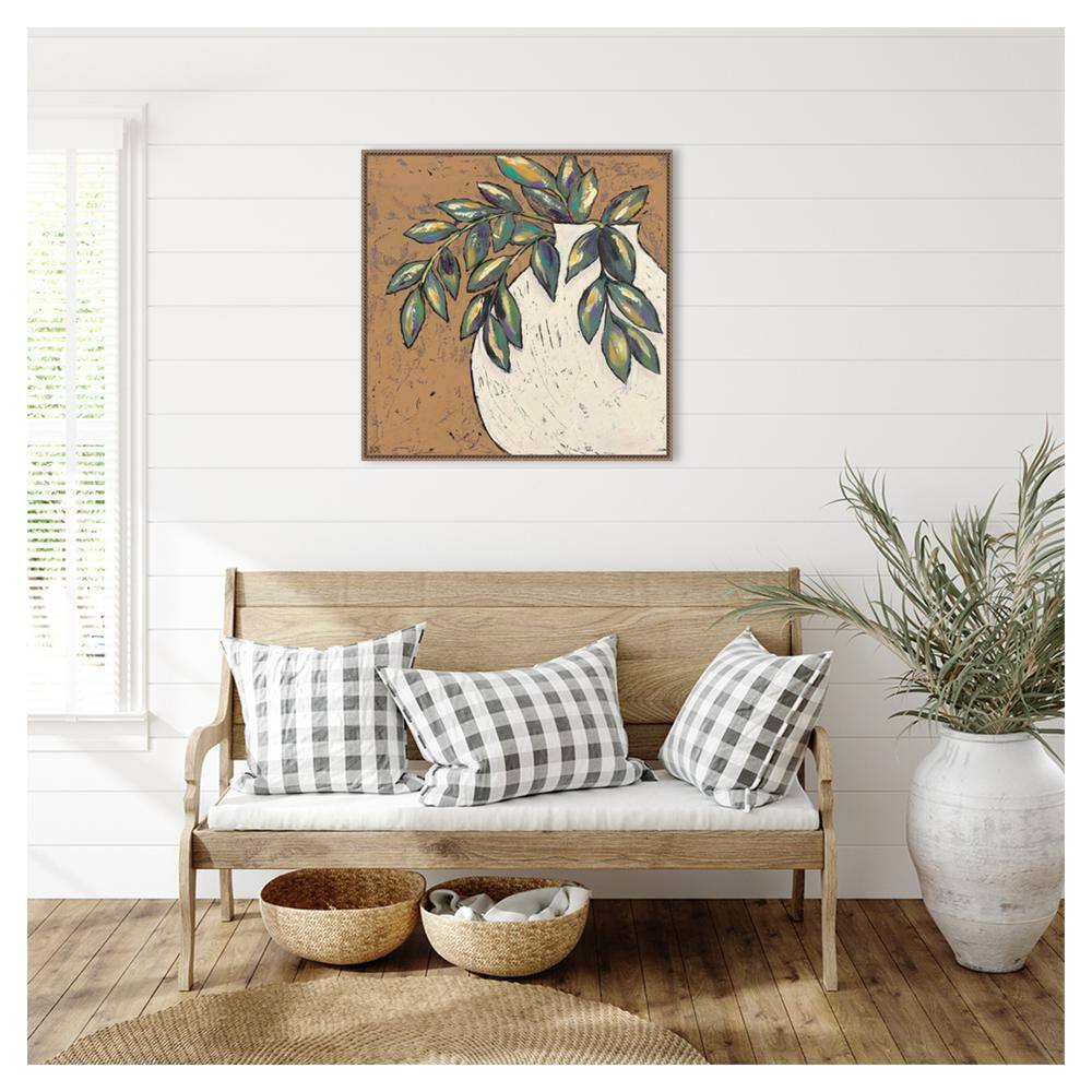 Primitive II Abstract Flower Canvas Print with Bronze Frame