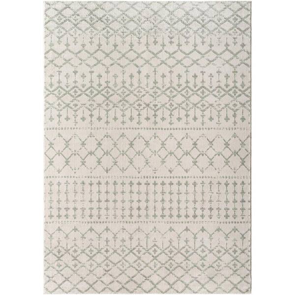 Livabliss Roma Cream/Medium Green/Gray Global 8 ft. x 10 ft. Indoor Area Rug