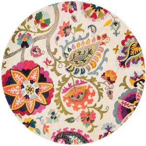 Monaco Ivory/Multi 7 ft. x 7 ft. Round Floral Paisley Area Rug