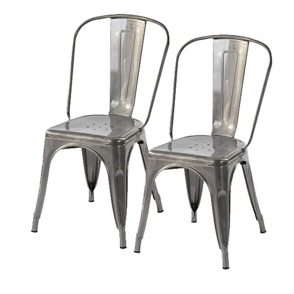 Homy Casa Kricox Silver Metal Tolix Style Stackable Side Chairs (Set of ...