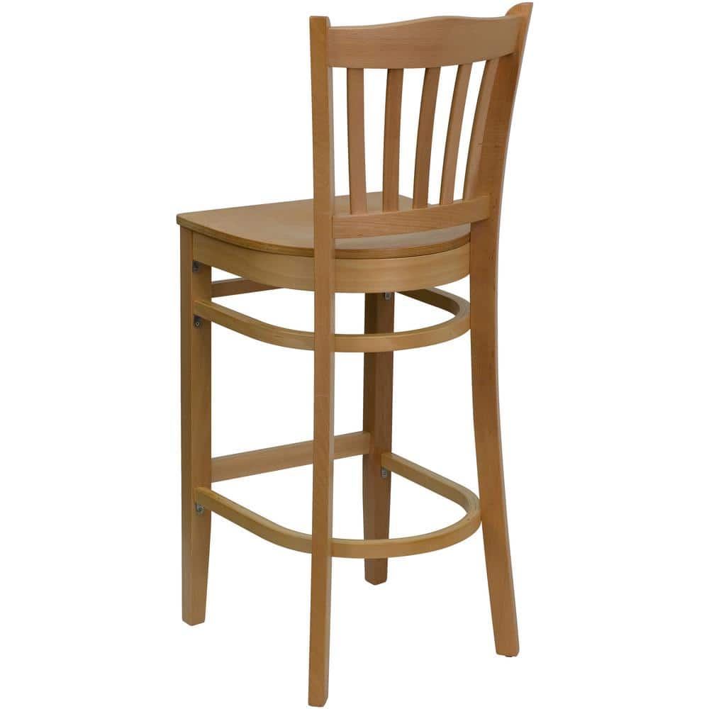 Classic Cherry Natural Wood Barstool with Vertical Slat Back