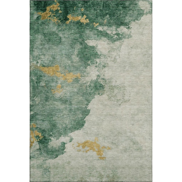 Mayfield Premium Machine Washable Abstract AMF2108 Emerald 8 ft. x 10 ft. Area Rug
