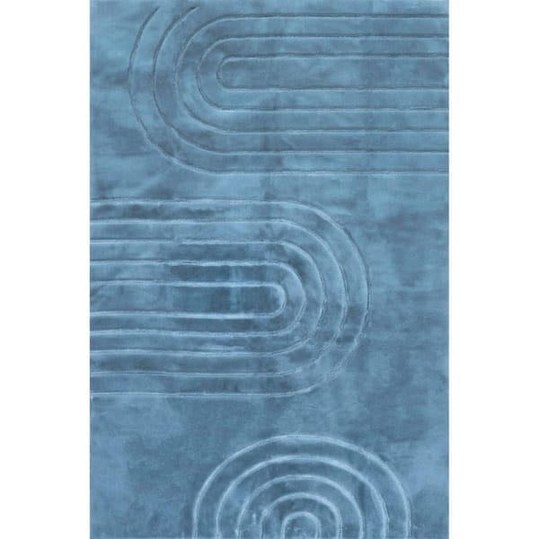 nuLOOM Valery Arches Faux Rabbit Machine Washable Blue 3 ft. x 8 ft. Contemporary Runner Rug