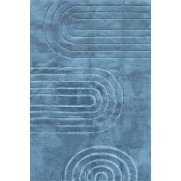 nuLOOM Valery Arches Faux Rabbit Machine Washable Blue 3 ft. 9 in. x 6 ft. Modern Area Rug