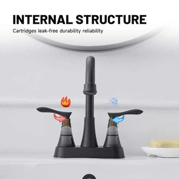 4 in. Centerset 2-Handle High-Arc Bathroom Faucet in Matte Black