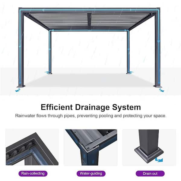 PURPLE LEAF 10 ft. x 14 ft. Gray Aluminum Patio Louvered