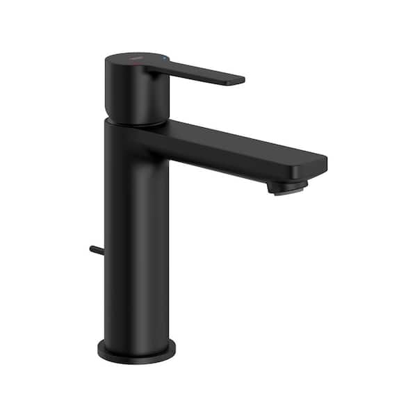 GROHE Lineare Single-Handle Single-Hole Bathroom Faucet with Drain Assembly in Matte Black