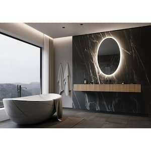 30 in. W x 48 in. H Oval Frameless Wall Mounted Bathroom Vanity Mirror 6000K LED