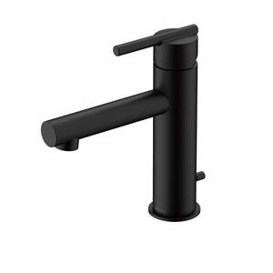 Parma Single Handle Single Hole Bathroom Faucet with Deckplate and Metal Pop-Up Drain Included in Satin Black
