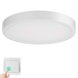 12 in. Modern White Integrated LED 2400 Lumen 3000K Round Flat Panel Ceiling Flush Mount For Bathroom, Hallway (4-pack)