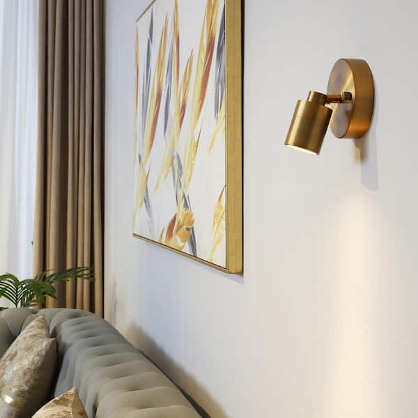 Shura 1-Light Brushed Brass Integrated LED Spot Light w/ Rotatable Light Head, Monopoint Track Light, 3000K, 490 Lumen