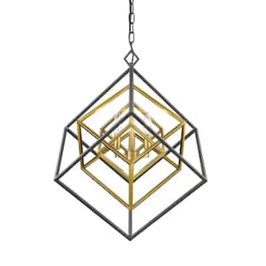 Euclid 3-Light Olde Brass Plus Bronze Chandelier with No Shade