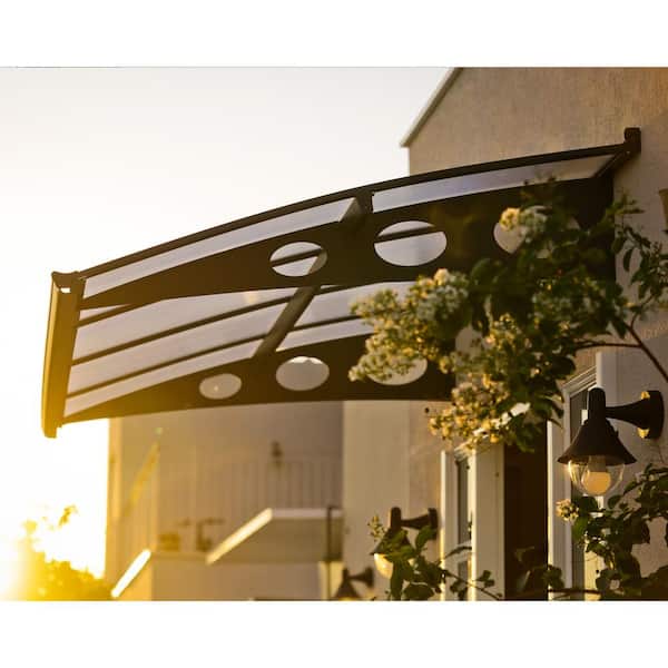 Herald 5 ft. x 7 ft. Gray/Diffused Door and Window Awning