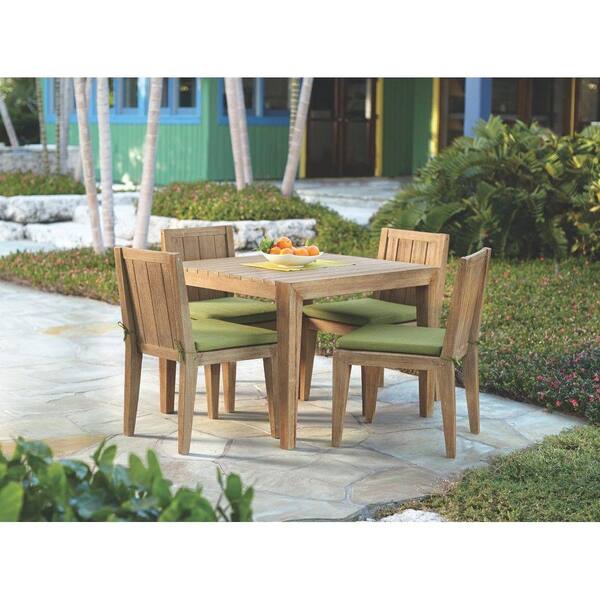 Home Decorators Collection Bermuda 5-Piece All Weather Eucalyptus Wood Patio Dining Set with Kiwi Fabric Cushions