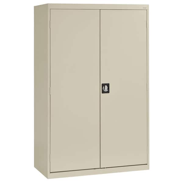 Elite Series 46 in. W x 72 in. H x 24 in. D 22-Gauge 2-Shelf Steel Freestanding Wardrobe Storage Cabinet in Putty