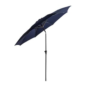 10 ft. Aluminum Market Push Button Tilt Patio Umbrella with Fiberglass Rib Tips in Navy Blue Solution Dyed Polyester