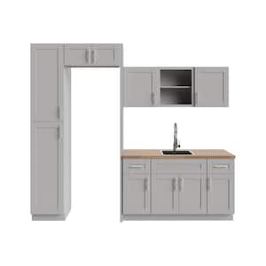 Richmond Vesuvius Gray Plywood Shaker Ready to Assemble Base Kitchen Cabinet Laundry Room 110.5 in W x 24 in D x 90 in H