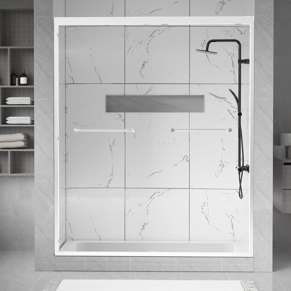 "50"" to 54"" W x 72"" H Framed Double Bypass Sliding Shower Door in Brushed Nickel with Clear Glass" price history on PriceWatchPro