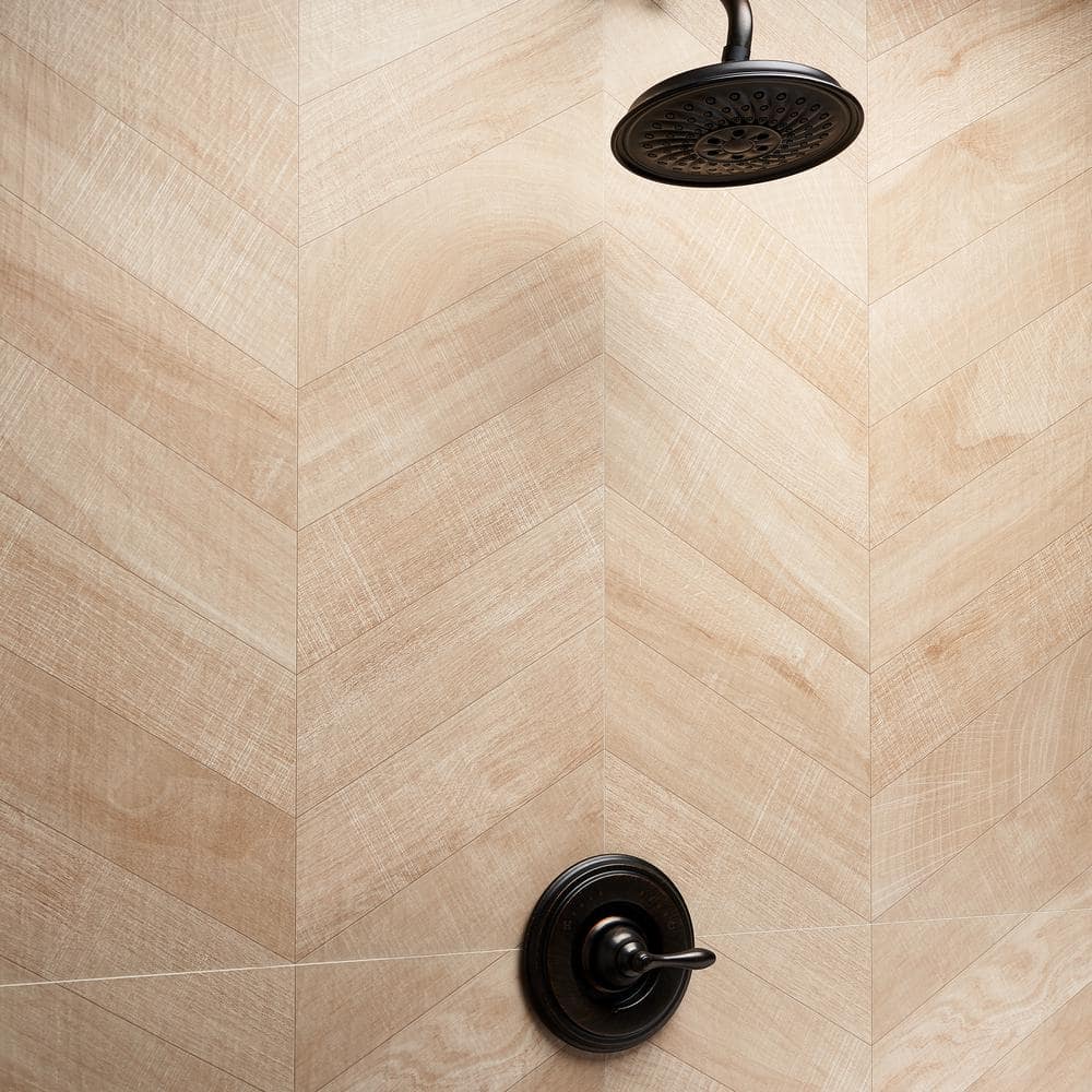 Maple Brown 24x48 Matte Porcelain Chevron Floor and Wall Tile