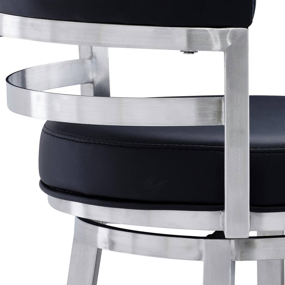 Madrid 26" Black Faux Leather Swivel Counter Stool