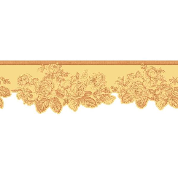 The Wallpaper Company 8 in. x 10 in. Yellow Rose Border Sample
