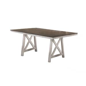 Modern Style 71 in. White and Brown Wooden Sled Base Dining Table (Seats 6)