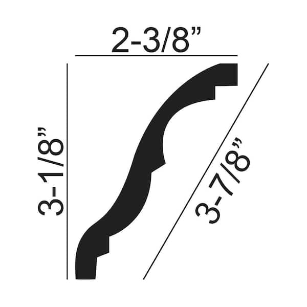 American Pro Decor 2-3/8 in. x 3-1/8 in. x 96 in. Plain Polyurethane Crown Moulding 48 LF (6-Pack)