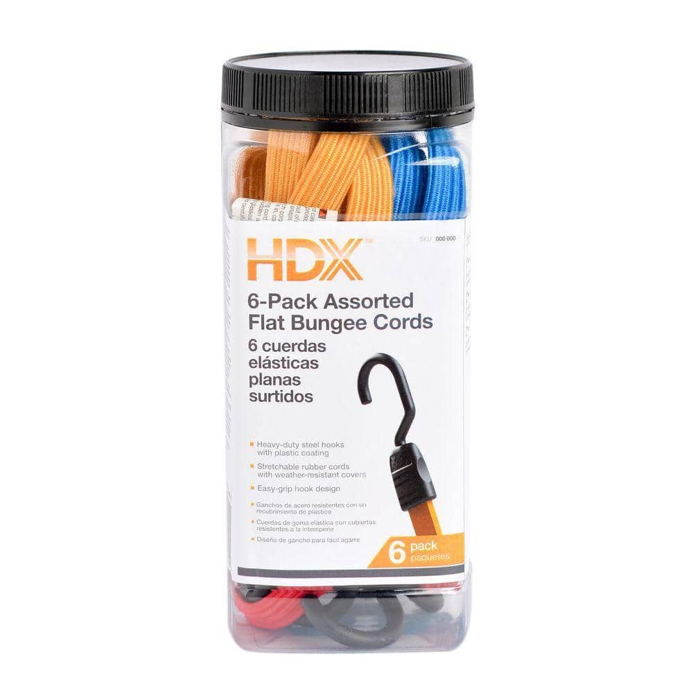 HDX Flat Bungee Cord Assortment (6-Piece) JB6FSB - The Home Depot