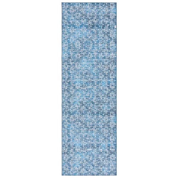 SAFAVIEH Arizona Blue/Gray 3 ft. x 8 ft. Diamond Geometric Machine Washable Runner Rug