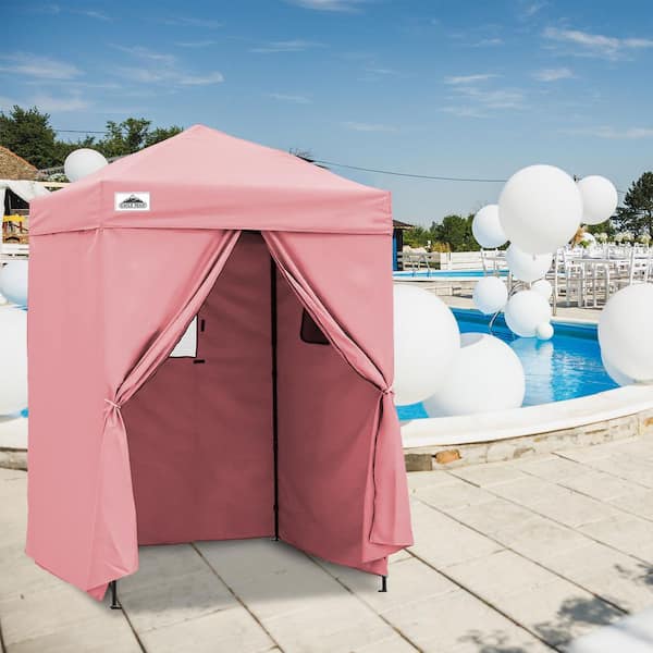 5 ft. x 5 ft. Pop Up Privacy Tent Foldable Outdoor Portable Dressing Changing Room Shelter, Pink
