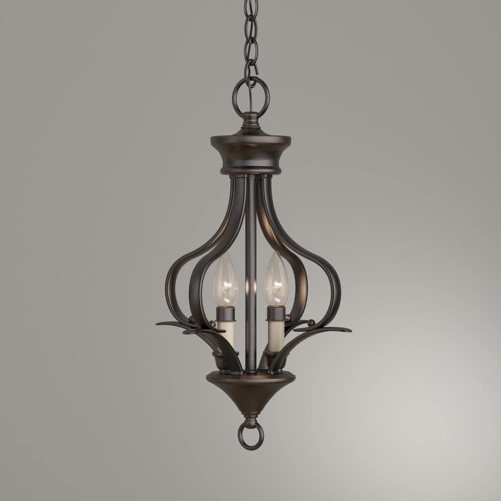 Antique Bronze 18-Inch Glass Foyer Light