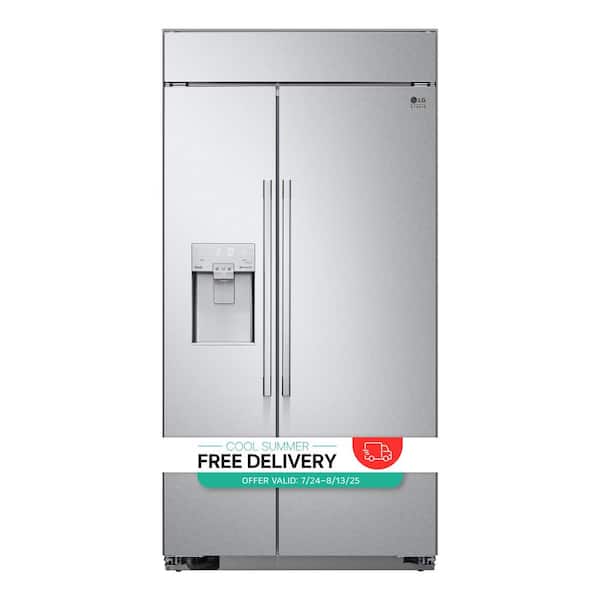 STUDIO 42 in. W 26 cu. ft. SMART Built-in Side by Side Refrigerator in Stainless Steel with Tall Ice & Water Dispenser