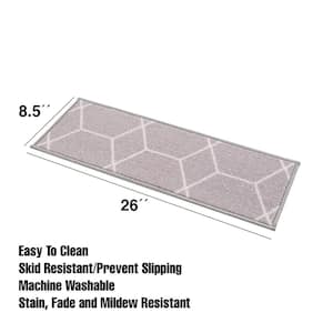 Hex agon Gray 8.5 in. x 26 in. Polyamide Stair Tread Cover (Set of 13)