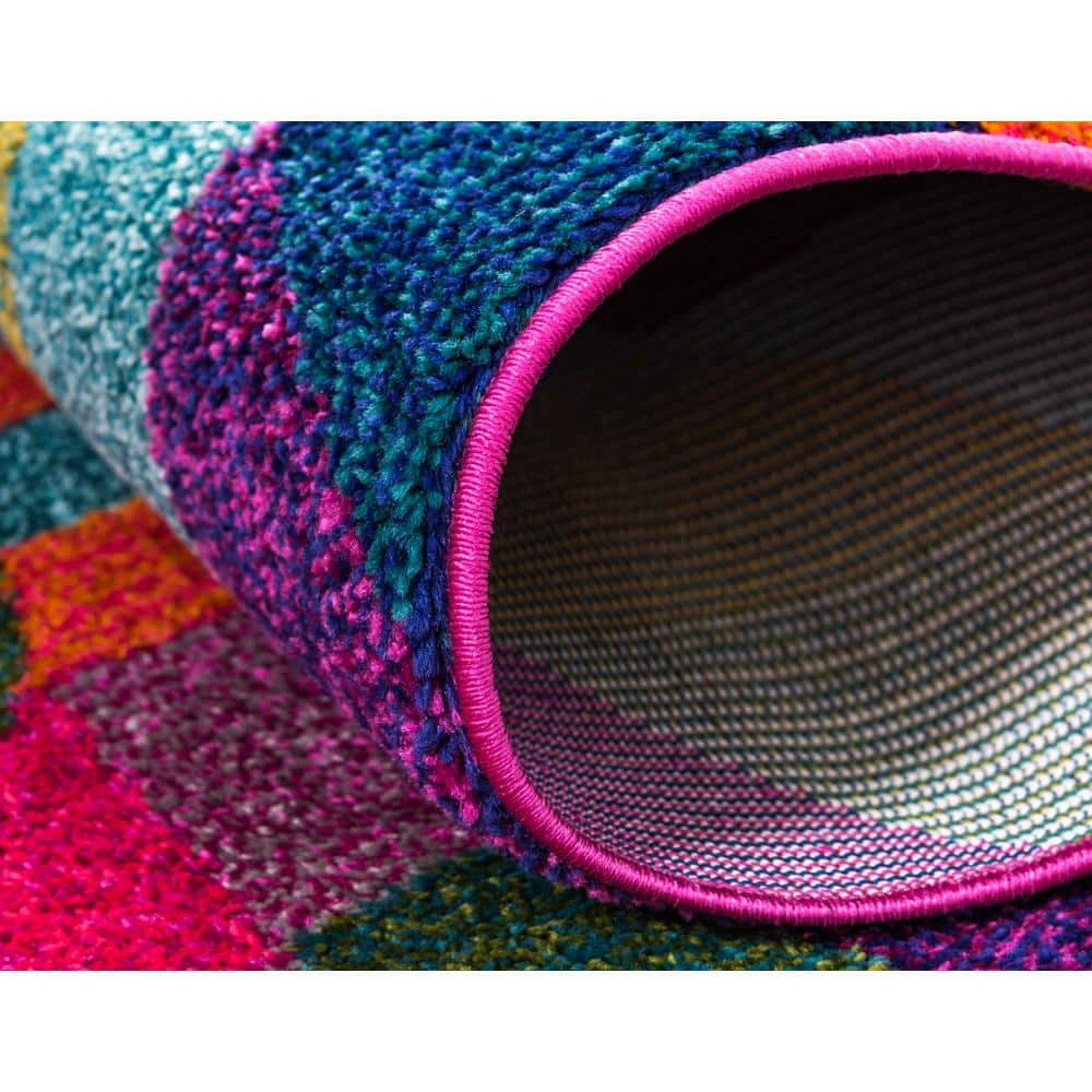 Colorful Geometric Multi-Color Synthetic 8' x 10' Area Rug
