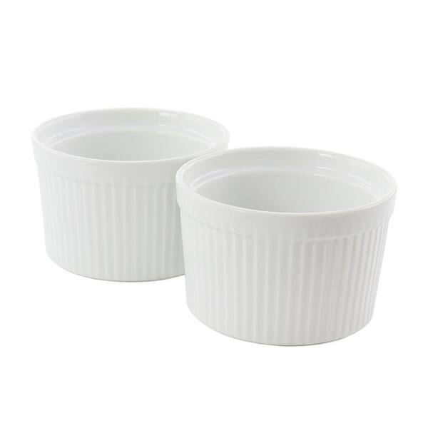 OUR TABLE Simply White 2-Piece Porcelain 22 oz. Ramekin Set