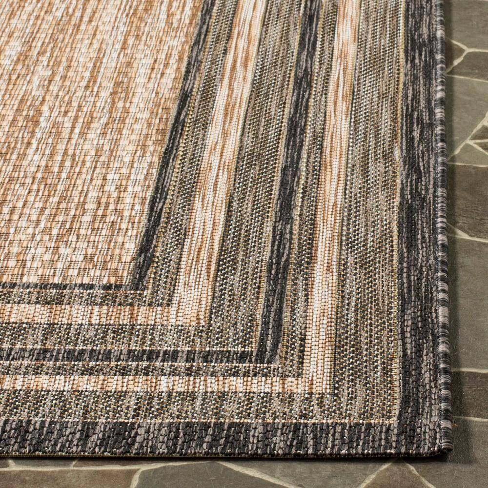 Natural Black Synthetic 9' x 12' Flat Woven Outdoor Rug