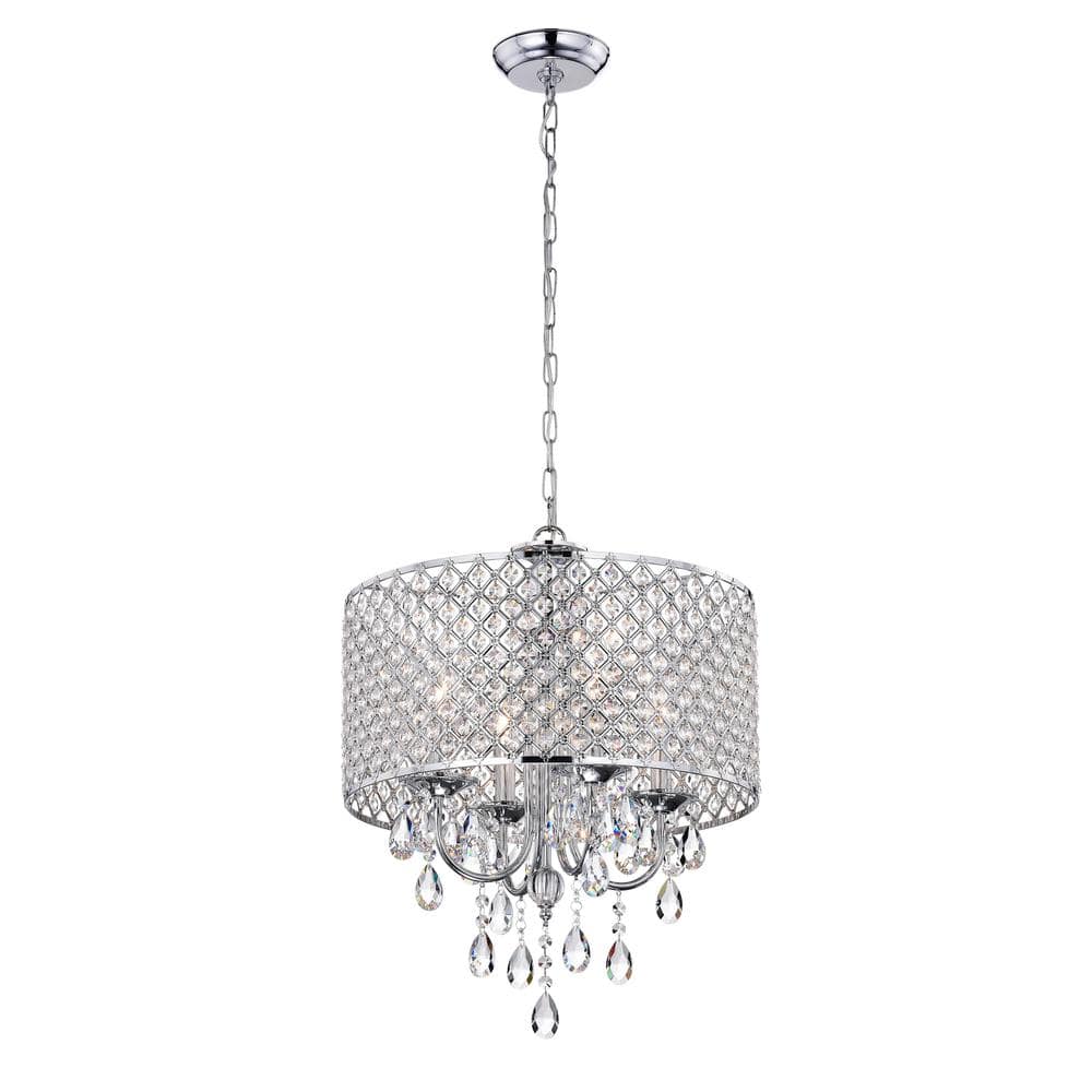 Olmeto 4-Light Chrome Drum Chandelier for Dining/Living Room, Bedroom with No Bulbs Included price history on PriceWatchPro