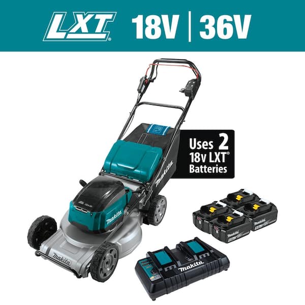 Makita 21 in. 18V X2 (36V) LXT Lithium-Ion Brushless Cordless Walk Behind Self-Propelled Lawn Mower Kit (5.0Ah)