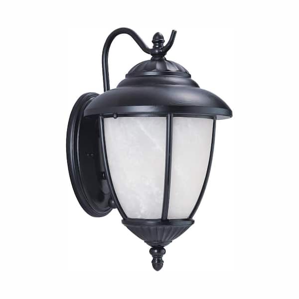 Generation Lighting Yorktown 1-Light Black Outdoor 16.25 in. Wall Lantern Sconce with LED Bulb
