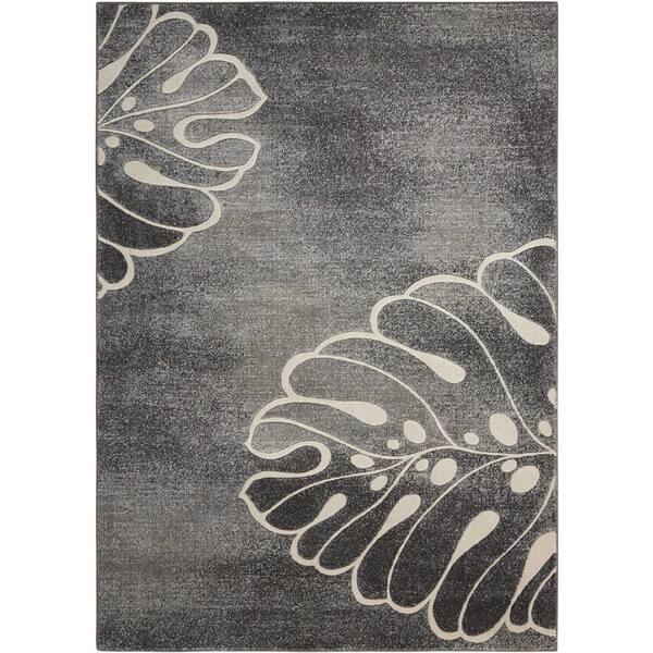 Nourison Maxell Grey 8 ft. x 11 ft. Floral Modern Area Rug 335128