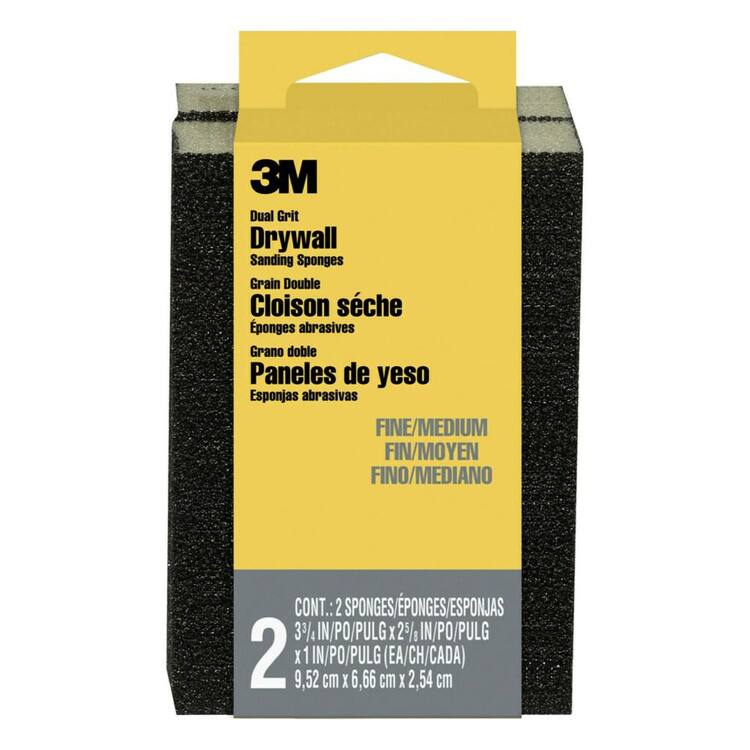 3M 2 5/8 in. x 3 3/4 in x 1 in. Dual Grit Fine/Medium Drywall Sanding Sponge (2-Pack)