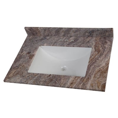 31 in. W Stone Effects Vanity Top in Cold Fusion with White Sink