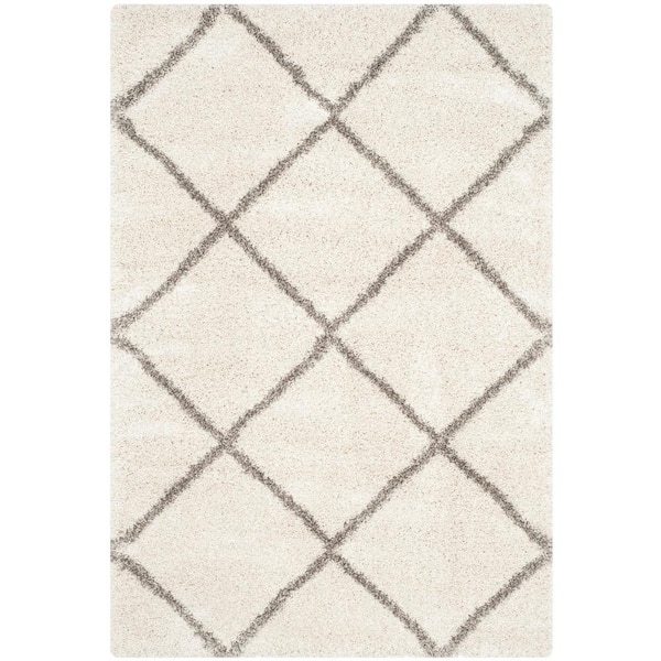 Hudson Shag Ivory/Gray 5 ft. x 7 ft. Geometric Area Rug