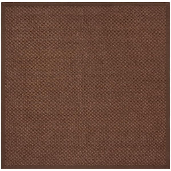 Natural Fiber 8 ft. x 8 ft. Square Chocolate/Dark Brown Woven Border Area Rug