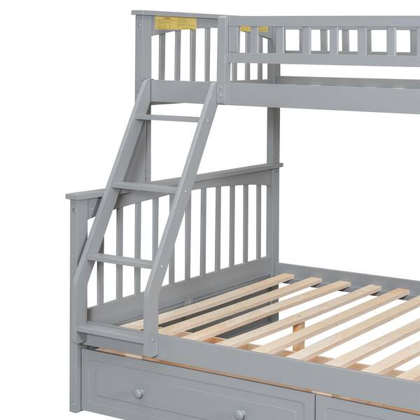 Harper & Bright Designs Gray Twin Over Full Convertible Bunk Bed