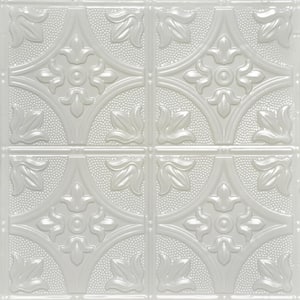 Tiptoe Eggshell White 2 ft. x 2 ft. Decorative Tin Style Nail Up Ceiling Tile (48 sq. ft./Case)